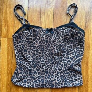 Edikted Leopard Print Camisole with Black Lace